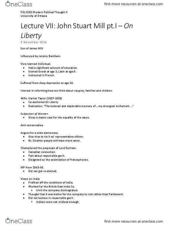 POL 3102 Lecture Notes - Lecture 7: Deontological Ethics, Individualism, Negative Liberty thumbnail