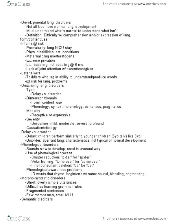 CSD 212 Lecture Notes - Agrammatism, Cerebral Cortex, Indep thumbnail