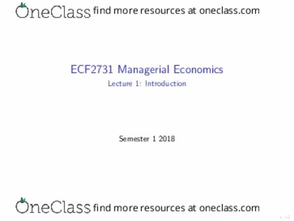 ECF2731 Lecture Notes - Lecture 1: Root Mean Square, Oligopoly, Risk Management thumbnail