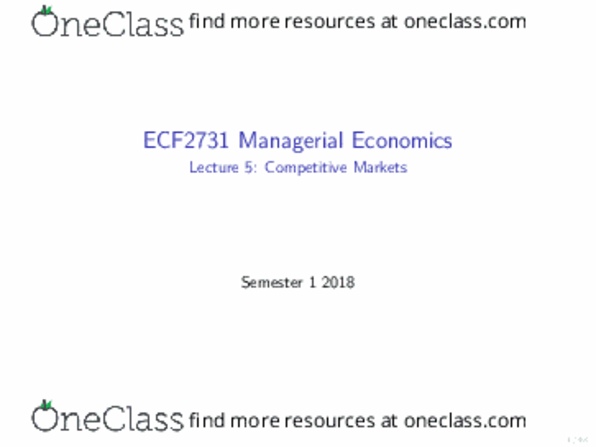 ECF2731 Lecture Notes - Lecture 5: Economic Surplus, Demand Curve, Consumer Sovereignty thumbnail