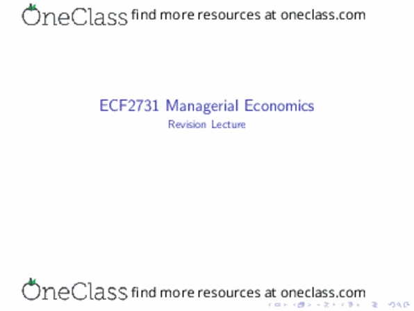 ECF2731 Lecture Notes - Lecture 12: Oligopoly, Average Cost, Economic Equilibrium thumbnail