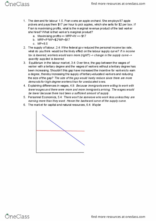 BSB113 Lecture Notes - Lecture 6: Marginal Revenue Productivity Theory Of Wages, Marginal Product thumbnail