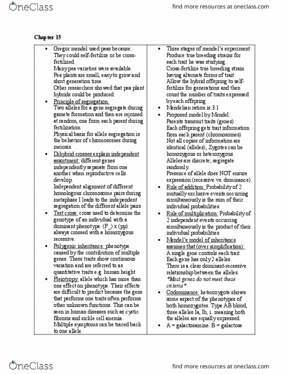 BIOL 201 Lecture Notes - Lecture 15: Quantitative Trait Locus, Outcrossing, Galactose thumbnail