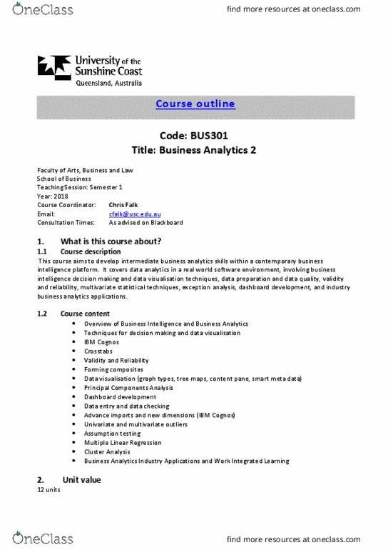 BUS301 Lecture Notes - Lecture 1: Business Analytics, Risk Management, Treemapping thumbnail