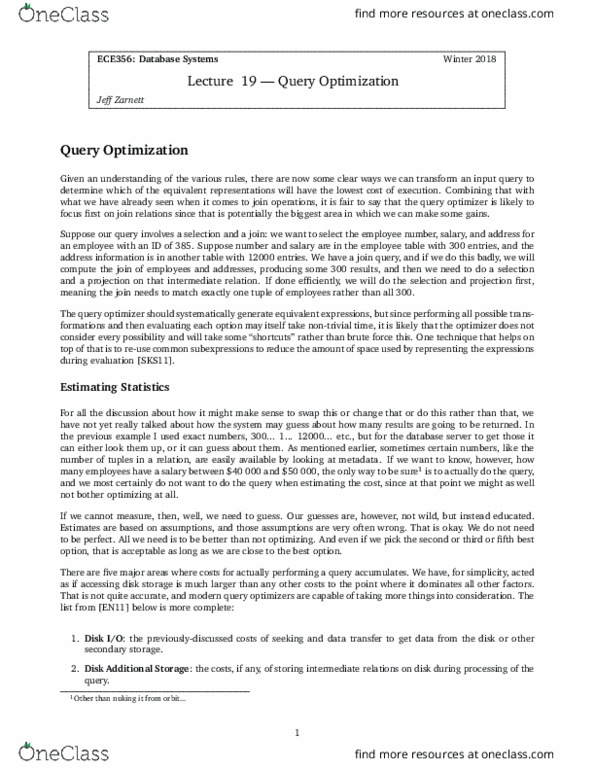 ECE356 Lecture Notes - Lecture 19: Mcgraw-Hill Education, Population Pyramid, Relational Algebra thumbnail