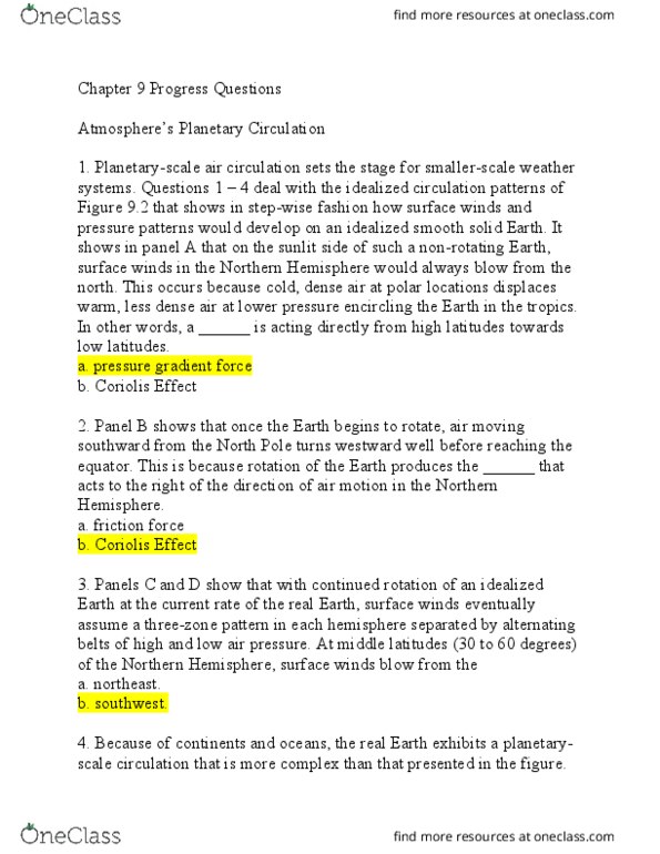 GEOL 1304 Lecture Notes - Lecture 7: Ekman Transport, Northern Hemisphere, Meridional Flow thumbnail