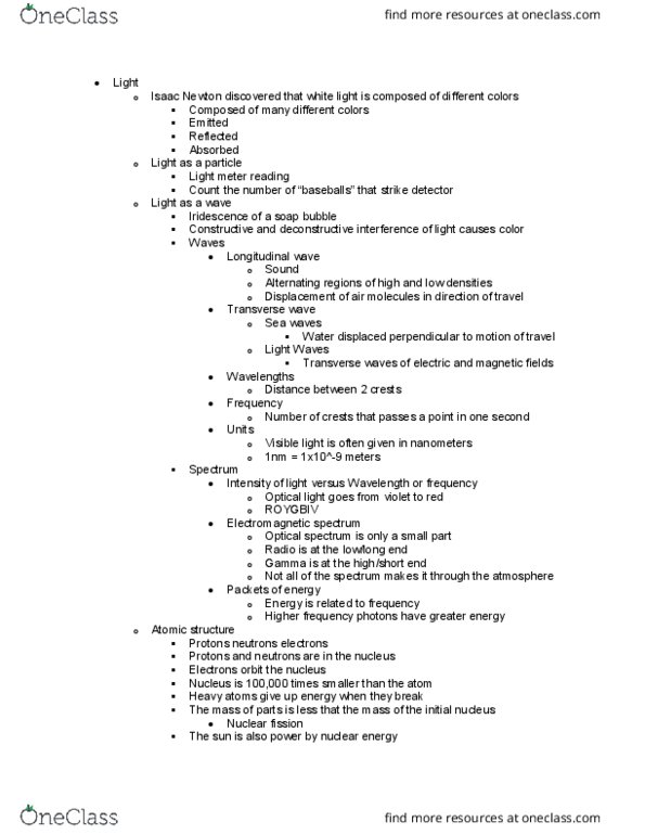 ASTR 100 Lecture Notes - Lecture 7: Balmer Series, Atom, Electromagnetic Spectrum thumbnail