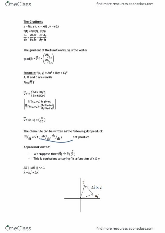 MATH 234 Lecture Notes - Lecture 14: Dot Product, Level Set, Parametrization thumbnail
