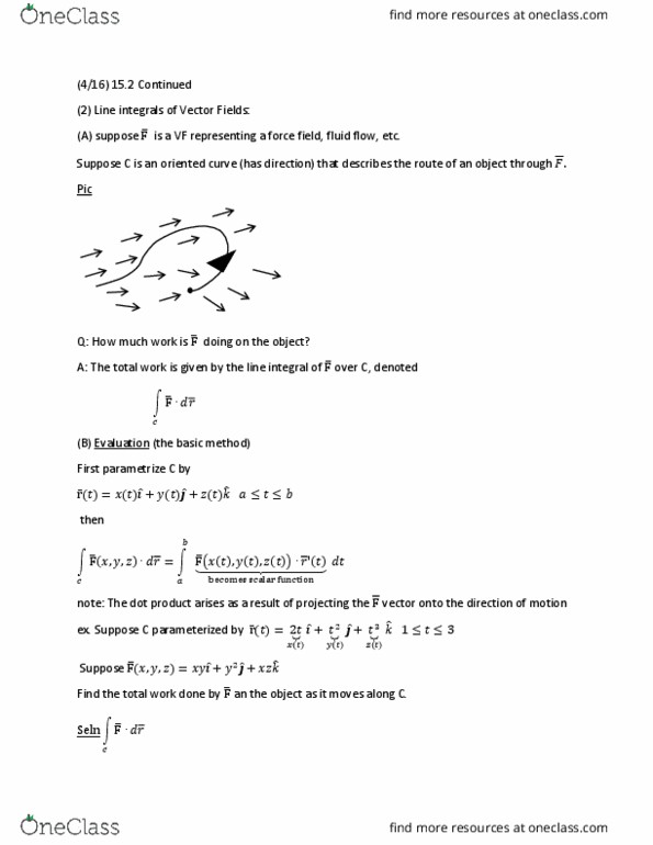MATH 241 Lecture Notes - Lecture 28: Line Integral, Antiderivative thumbnail