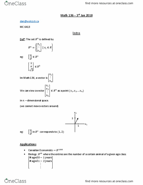 MATH136 Lecture Notes - Lecture 1: Scalar Multiplication thumbnail