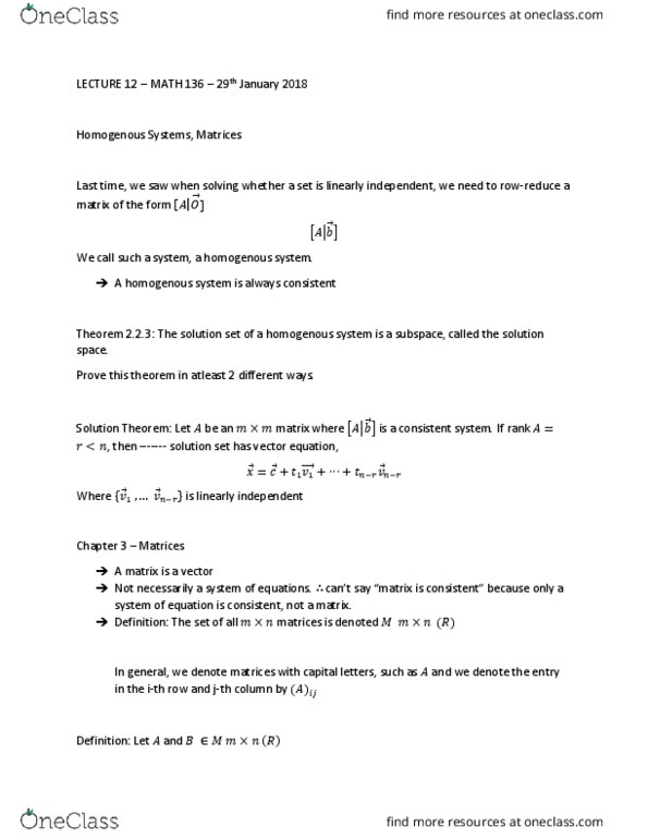 MATH136 Lecture Notes - Lecture 12: Transpose, Asteroid Family, Solution Set thumbnail