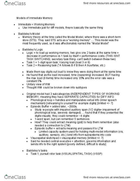 PSY 213 Lecture Notes - Lecture 7: Temporal Lobe, Occipital Lobe, Sketchpad thumbnail