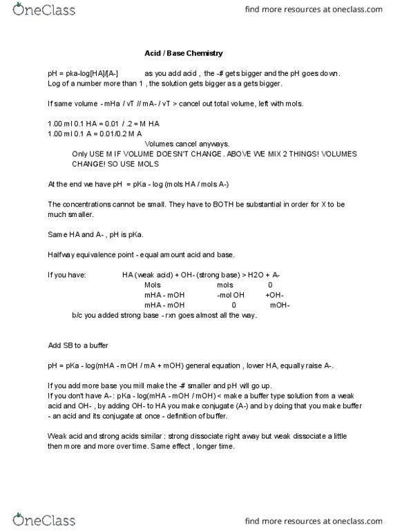 CHEM 102 Lecture Notes - Lecture 8: Buffer Solution, Sodium Hydroxide, Acid Dissociation Constant thumbnail