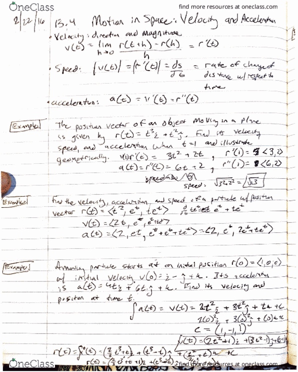 MATH 252 Chapter 13.4: Math 252 Textbook Note Ch 13.4 thumbnail
