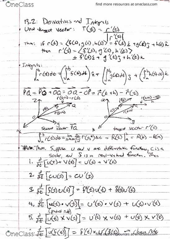 MATH 252 Chapter 13.2: Math 252 Textbook Note Ch 13.2 thumbnail