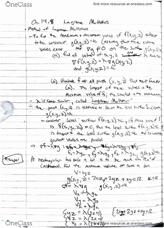 MATH 252 Chapter 14.8: Math 252 Textbook Note Ch 14.8 thumbnail