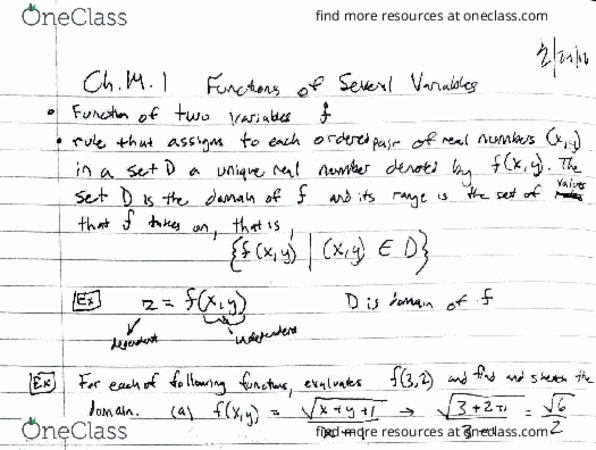 MATH 252 Chapter 14.1: Math 252 Textbook Note Ch 14.1 thumbnail