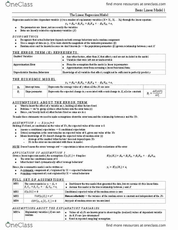 ECOM30001 Lecture Notes - Lecture 2: Approximation Error, Statistical Parameter, Linear Form thumbnail