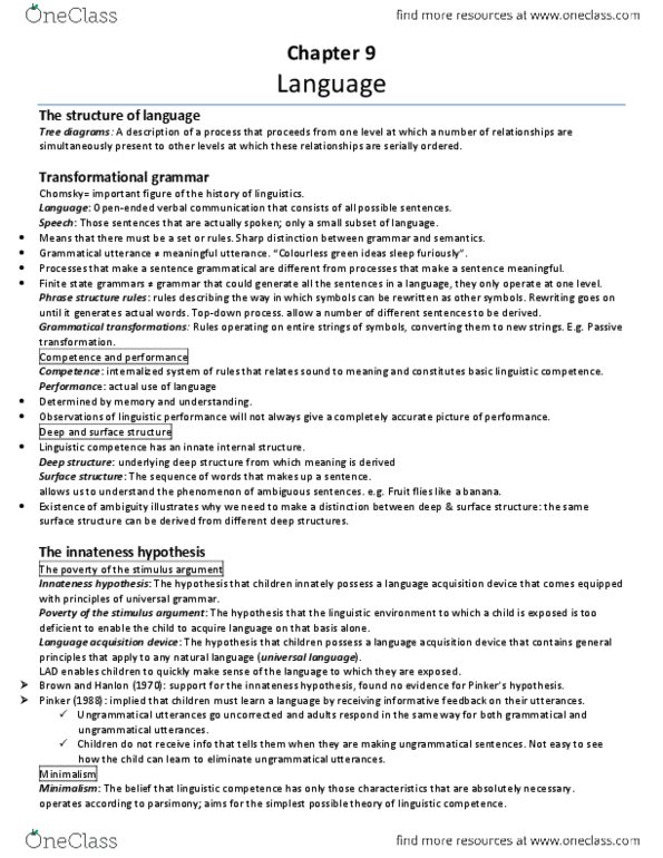 PSYC 213 Chapter Notes - Chapter 9: Color Vision, Lev Vygotsky, Speech Disfluency thumbnail