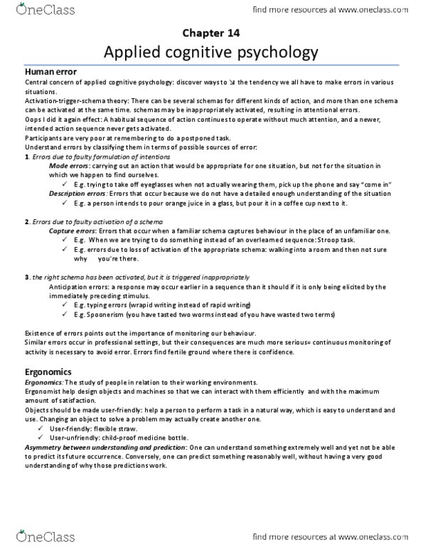 PSYC 213 Chapter Notes - Chapter 14: Mammography, Metacognition, Information Foraging thumbnail