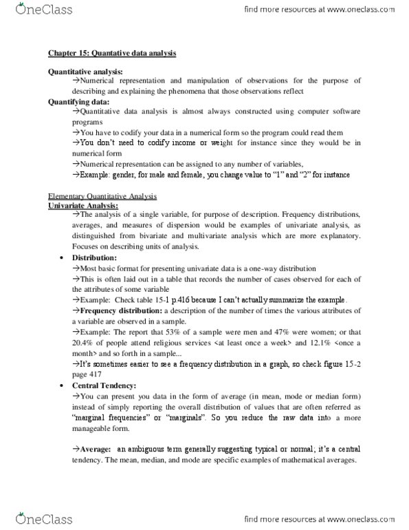 SOCI 211 Chapter Notes - Chapter 15: Standard Deviation, Standard Error, Level Of Measurement thumbnail