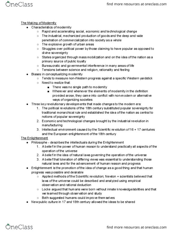 HISTORY 1DD3 Lecture Notes - Lecture 1: Bourgeoisie, Radical Change, Meritocracy thumbnail