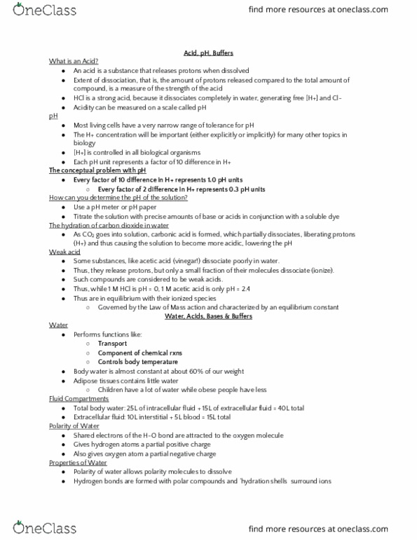 HTHSCI 1LL3 Lecture Notes - Lecture 1: Ketone Bodies, Acid Dissociation Constant, Ph Meter thumbnail