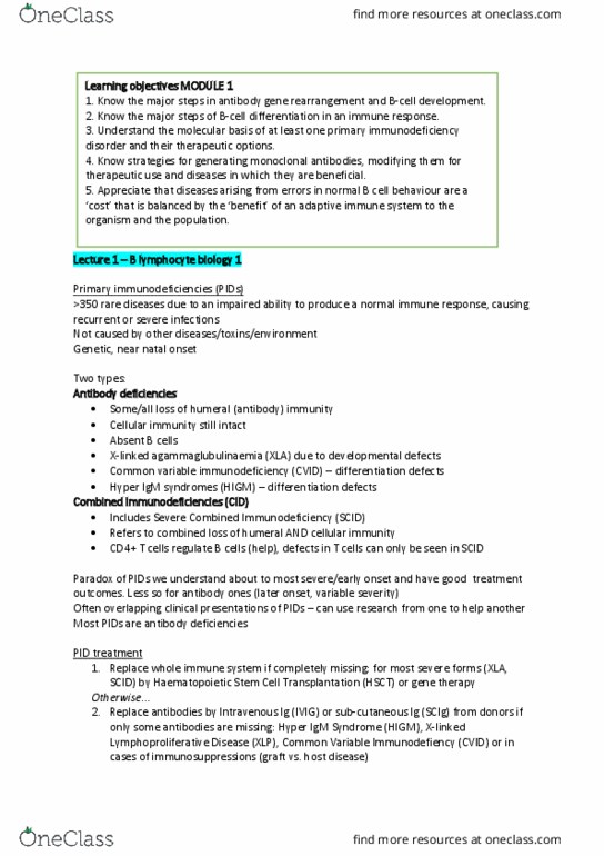 BIOM30002 Lecture Notes - Lecture 1: Immunoglobulin D, Natural Killer Cell, Immunoglobulin Therapy thumbnail