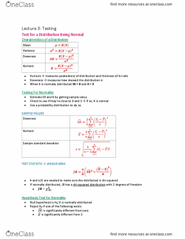 ECON20003 Lecture Notes - Lecture 3: Kurtosis, Skewness, Categorical Variable thumbnail