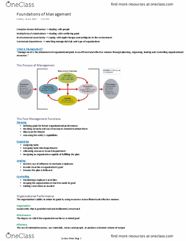 MGMT10002 Lecture Notes - Lecture 1: Sustainable Development, Time Management, Elton Mayo thumbnail