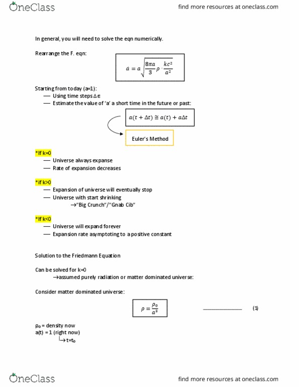 ASTR1001 Lecture Notes - Lecture 1: Friedmann Equations, Power Law thumbnail