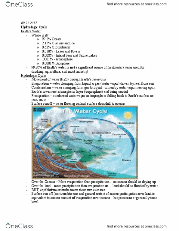 GEOL107 Lecture Notes - Lecture 9: Evaporation, Surface Runoff, White Clay Creek thumbnail