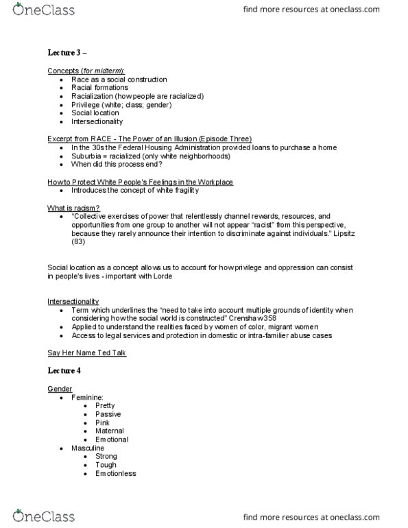 ES 101 Lecture Notes - Lecture 3: Heterosexuality, Heteronormativity, Cisgender thumbnail