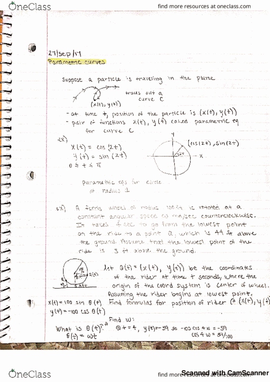 MATH 124 Lecture 1: parametric curve thumbnail