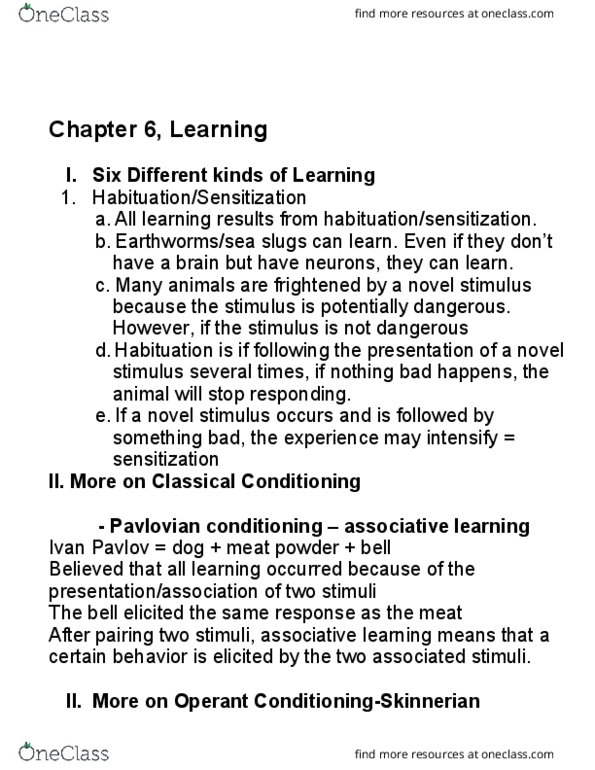 PSY 110 Lecture Notes - Lecture 6: Conditioned Taste Aversion, Gestalt Psychology, B. F. Skinner thumbnail