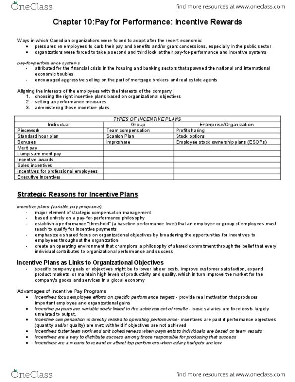 ADMS 2600 Chapter Notes - Chapter 10: Pension, Profit Sharing, Firstclass thumbnail