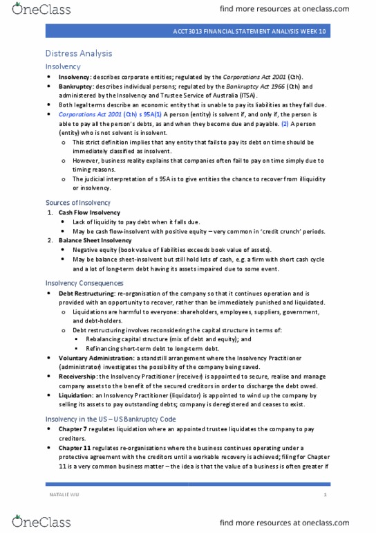 ACCT3013 Lecture Notes - Lecture 10: Bankruptcy Act, Logit, Call Option thumbnail