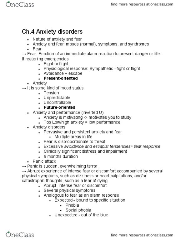 PSYC 100 Lecture Notes - Lecture 12: Palpitations, Panic Attack, Social Anxiety Disorder thumbnail