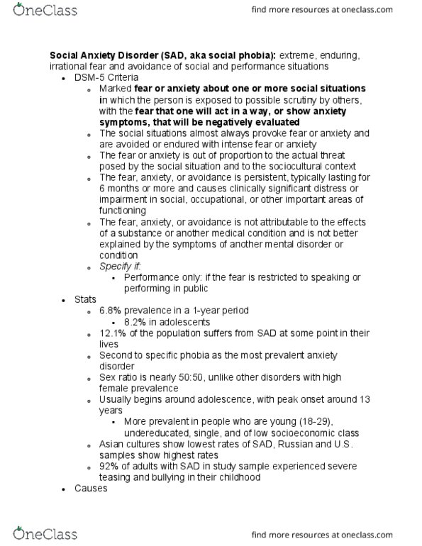 PSYC 100 Lecture Notes - Lecture 18: Dsm-5, Panic Disorder, Mental Disorder thumbnail