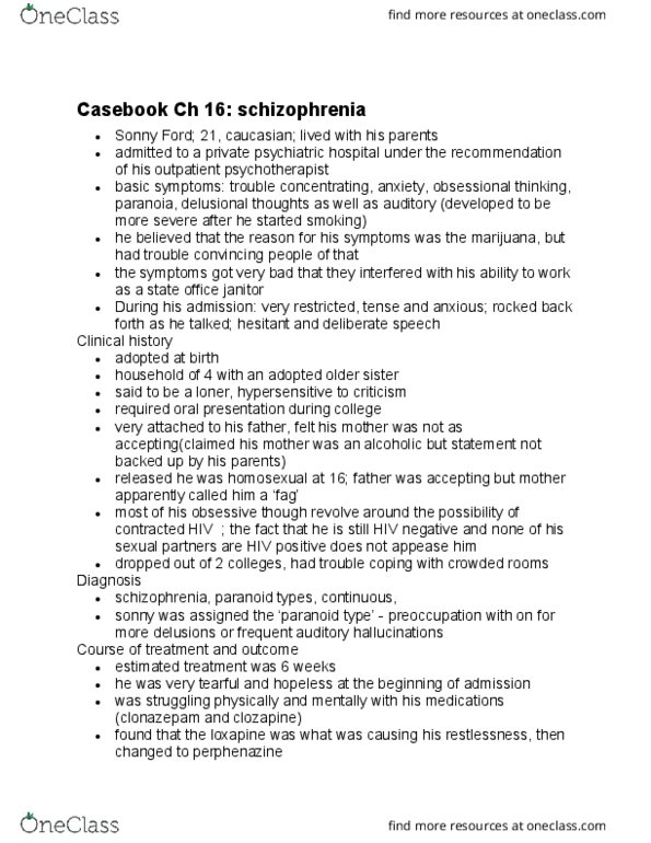 PSYC 100 Chapter Notes - Chapter 16: Perphenazine, Loxapine, Clonazepam thumbnail