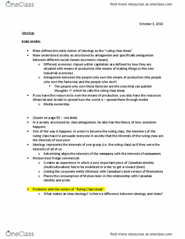 Media, Information and Technoculture 2200F/G Lecture Notes - Lecture 3: Structural Marxism, Canadian Identity, Labour Power thumbnail