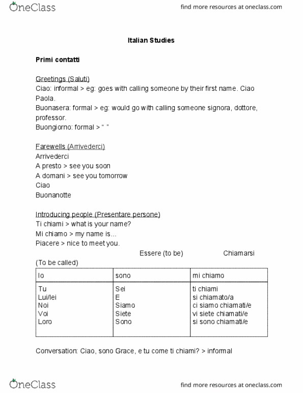 ITLN1611 Chapter Notes - Chapter Chapter 1: Lavagna, Italian Studies, Blackboard thumbnail