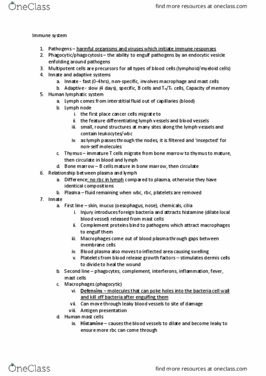 BIOL10002 Lecture Notes - Lecture 25: Cell Potency, Mhc Class Ii, Antigen Presentation thumbnail