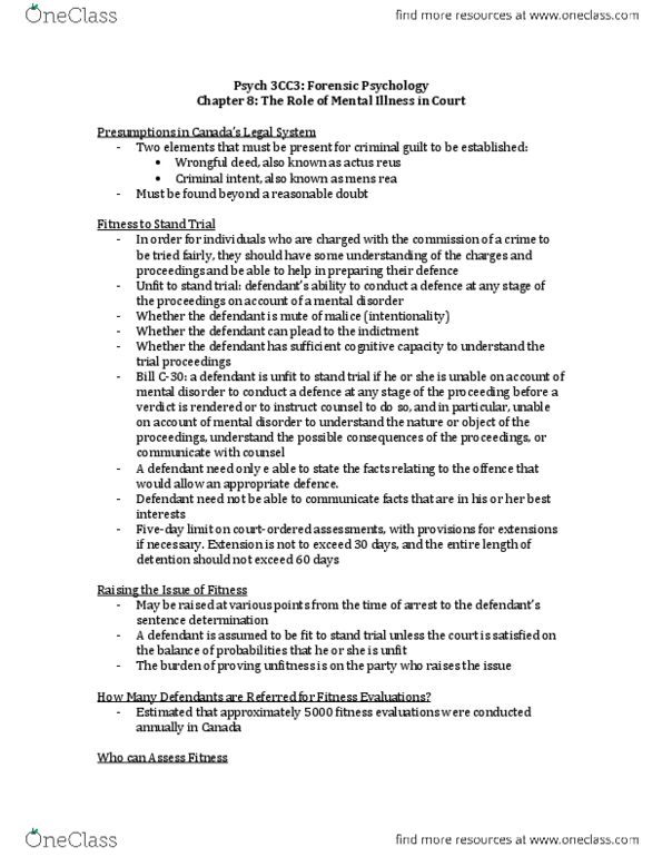 PSYCH 3CC3 Chapter Notes - Chapter 8: Executive Functions, Risk Assessment, Antipsychotic thumbnail