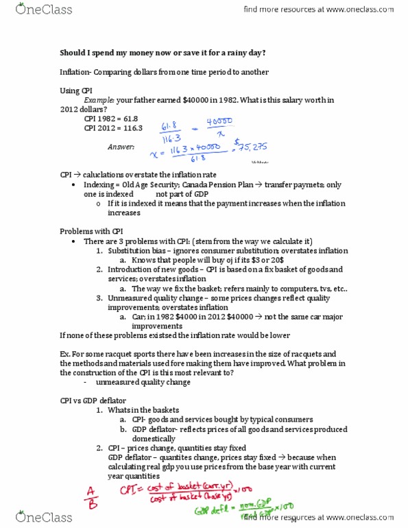 ECON 1BB3 Lecture Notes - Lecture 11: Nominal Interest Rate, Gdp Deflator, Real Interest Rate thumbnail