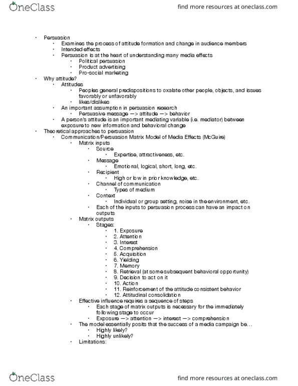 COMM 102 Lecture Notes - Lecture 14: Trait Theory, Elaboration Likelihood Model thumbnail