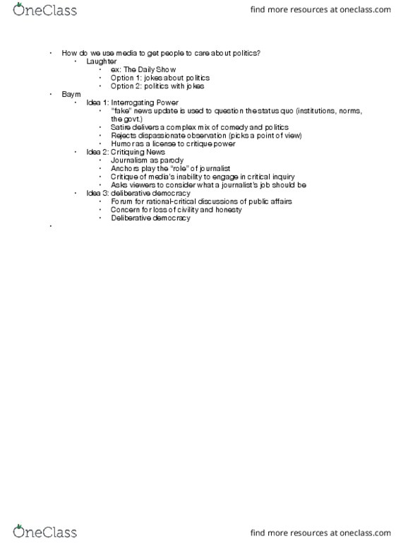 COMM 102 Lecture Notes - Lecture 12: Critical Inquiry, Deliberative Democracy thumbnail