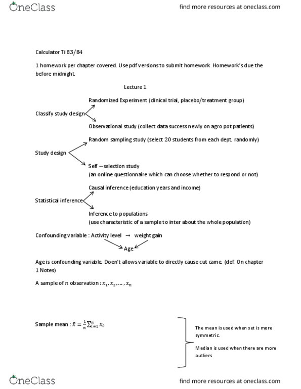 STAT 2215Q Lecture Notes - Lecture 1: Point Estimation, Statistical Inference, Models 1 thumbnail