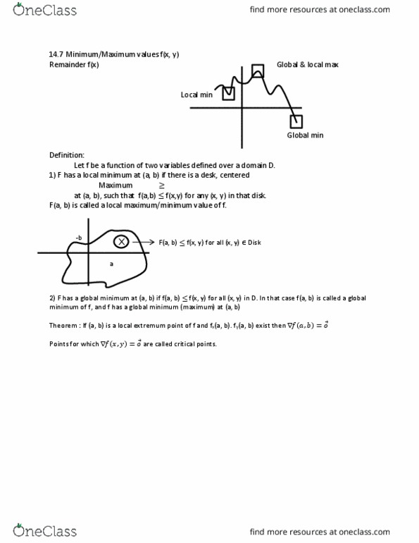 MAT235Y1 Lecture Notes - Lecture 1: Maxima And Minima, If And Only If, Saddle Point thumbnail
