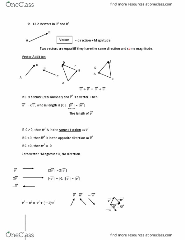 MAT235Y1 Lecture Notes - Lecture 1: Unit Vector, Zero Element, If And Only If thumbnail